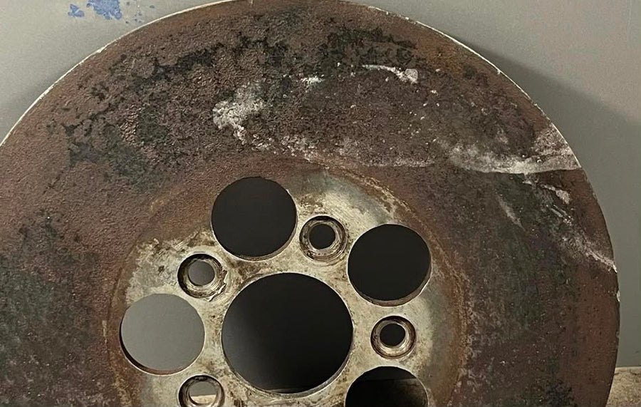 Before — Brake rotor — restored with AlumiKote high-temp coating