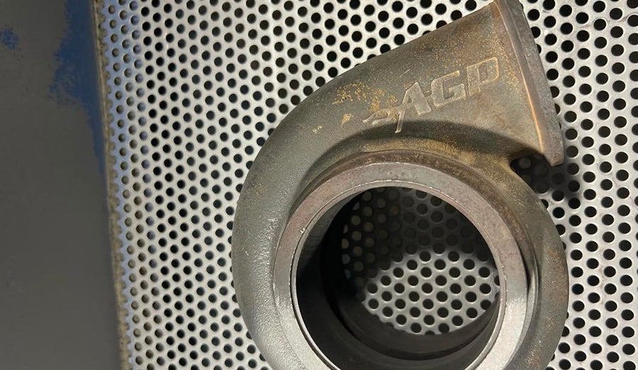 Before — Turbo housing — AlumiKote satin black